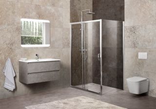 Душевой уголок прямоугольный, хром BelBagno UNIQUE-AH-1-120/135-90-C-Cr